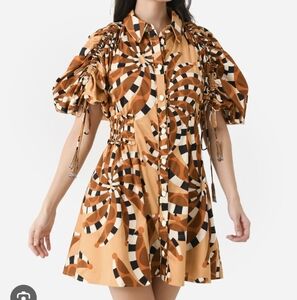 Farm Rio‎ Anthropologie Banana Button Down Mini Dress size XS